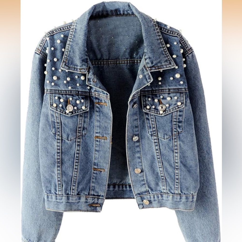 Pearl Studded Denim Jacket